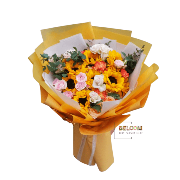sunflower and rose bouquet