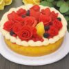 Fruits Pudding Cake With Red Roses