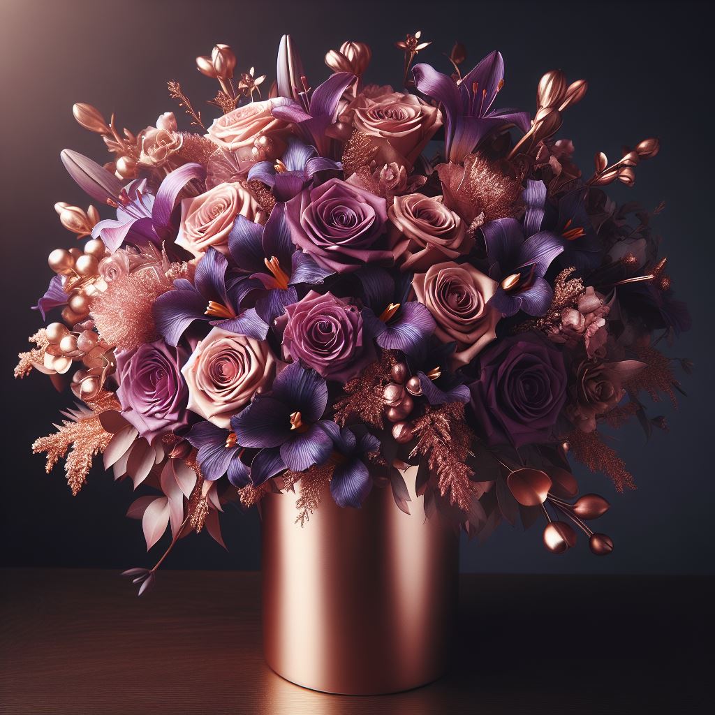 Rose Gold Purple Bouquet