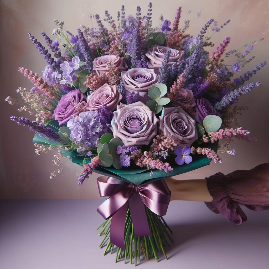 Lavender Valentine Day Flower Hand Bouquet