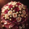Ferrero rocher bouquet with roses