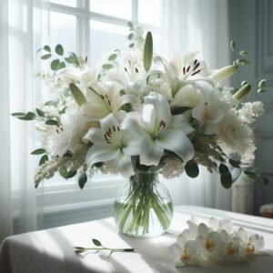 White Lily Orchid Bouquet